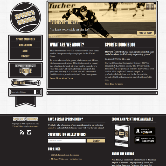 Screenshot of Sports Idioms Homepage